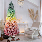 7.5ft Rainbow Gradient Flocked PVC Christmas Tree with 1927 Tips, Colorful Full-Bodied Artificial 23807149