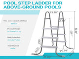 4-Step Pool Ladder for Above Ground Pools, 52 Inch Swimming Pool Step Ladder, Sturdy Iron Frame with 39615608