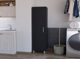 Black 1-Door Cabinet with 3 Broom Hangers B062P205244