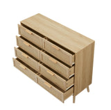 Bedroom dresser, 8 Double Dresser with rattan drawers, wood chest of drawers for kids living W1162P190402