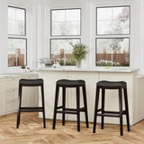 30" Bar Stool, Cherry Finish, Bone Leather Seat B04660608