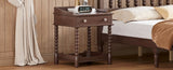 Retro Style Nightstand with Drawer and Open Shelf for Bedroom, Bedside Table with Turned Legs and N733P206240D