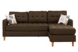 Chocolate Polyfiber Sectional Sofa Living Room Furniture Reversible Chaise Couch Pillows Tufted Back B011127927