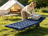 Navy Foldable Heavy Duty Camping Cot 330LBS, Portable Outdoor Sleeping Bed with Cushion & Carry 99821226