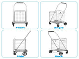 Shopping Cart with Shelf,Grocery Cart on Wheels, Foldable Utility Shopping Carts with Double Basket 83512660