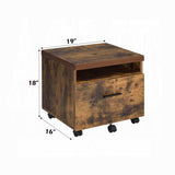 Industrial Style 1pc Cabinet with Drawer and Shelf Caster Wheels Wooden Weathered Oak Finish, B2741P334827