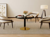 31.5" Round Modern Tulip Dining Table, Sintered Stone Tabletop with Luxury Faux Marble Print, W3316P457300