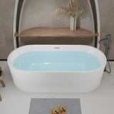 59"Linear AcrylicFreestanding Bathtub Stand Alone Soaker Tub, Glossy White Acrylic, POP-UP Chrome W1675P288930