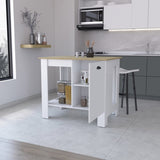 Lander Kitchen Island with Single Door and Lower Open Shelf B128P148925