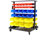 6-Tier Dual-Sided Rolling Bin Rack , 350 Pound Capacity, Includes 60 Organizer Bins, with Tray and W465P202988
