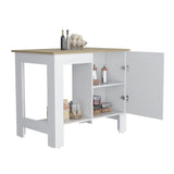 Atenea Kitchen Island, Single Door Cabinet, Shelf White / Macadamia B070P214570