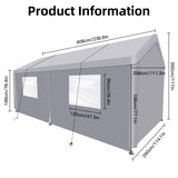 Carport, 1020 Heavy Duty Portable Carport Garage Tent for Outdoor Storage Shelter grey W1350P176011