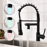 LED Commercial Kitchen Faucet with Pull Down Sprayer, Single Handle Single Lever Kitchen Sink Faucet W1932P172306