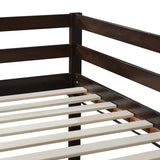 ZNTS Solid Wooden, Rubber Wooden Twin Loft Bed with Ladder, Bed Platform of Strengthened Slats , Espresso W504P190953