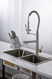 Kitchen Faucet with Pull Down Sprayer Brushed Nickel Stainless Steel Single Handle Kitchen Sink W1932124165