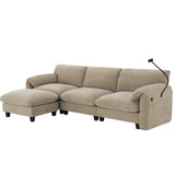 108" Modular Sectional Sofa, L-Shape with 31.5" Extra-Wide Seat Cushion, USB and Type-C Charger, 76049104