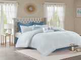 8 Piece Cotton Floral Printed Reversible Comforter Set Blue Cal King B03597067