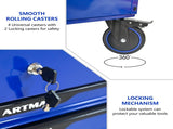 3 DRAWERS MULTIFUNCTIONAL TOOL CART WITH WHEELS AND WOODEN TOP-Blue W1102P316944