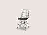 Zen Wire Modern Chair, Black Metal, Black Leather Cushions, Ergonomic and Comfortable Design B029P332148