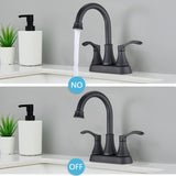 4 inches Centerset Bathroom Faucet 360&deg Swivel Spout, with Pop Up Drain - Matte Black W122470262