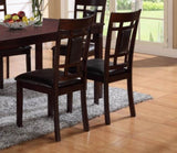 ZNTS 7-Pc Dinette Set Brown Espresso Finish Rectangular Table Faux Leather Upholstery Padded Lattice B011P184943