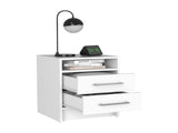 Eter Nightstand , End Table, Side Table Superior Top, Two Drawers -White B07091864
