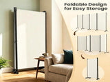4 Panel Folding Rolling Room Divider with Lockable Universal Wheels, Non-See-Through Polyester 70695982