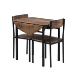 TOPMAX Modern 3-Piece Round Dining Table Set with Drop Leaf and 2 Chairs for Small Places,Black WF290234AAB