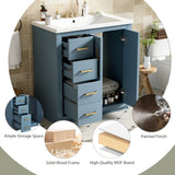 ZNTS 30'' Bathroom with Ceramic Sink Combo,Solid Wood Frame Bathroom Storage Cabinet, Freestanding N710P191970M