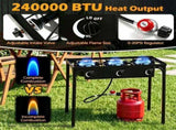 3 Burner Propane Stove 240000 BTU Portable Outdoor Propane Burner Stove Black Metal Frame Max 660 54241863