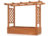 43.5*17.5*44.5 In Fir With Arched Lattice Raised Garden Bed Wooden Planting Frame Teak Color 39513939