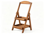 2-Tier Fir Wood Ladder Shelf, Rustic Staggered Plant Stand with Reinforced Metal Frame, Anti-Crack 73929802