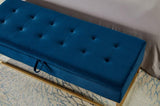 58.6" Bed Bench Metal Base with Storage Navy Blue Velvet W1097119561