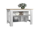 Island 35.4" H, with 3 Shelves, White / Light Pine B097P250891