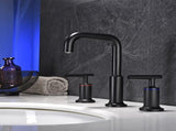 Matt Black Widespread Bathroom Sink Faucet with With CUPC Water Supply Hose and Cartridge DSDC729MB