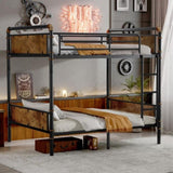 Twin XL over Twin XL Metal Bunk Bed, Industrial Detachable Bunkbeds with Safety Guard Rails for 78931135