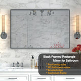 36x30inch Glossy Black Bathrooms For Wall Rectangle Vanity Corner Hangs Farmhouse W2091P214073