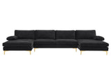 U-Shaped 4-Seat Indoor Modular Sofa Black--Same type97152732 36749210
