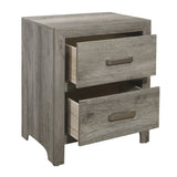 Transitional Aesthetic Bedroom Nightstand Faux Wood Veneer Weathered Gray Finish Nickel Hardware Bed B01146212