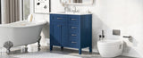 ZNTS 36" Bathroom Vanity with Sink Combo, Blue Bathroom Cabinet with Drawers, Solid Frame and MDF Board 11515323