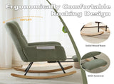 Teddy Fabric Wingback Glider Rocker & Ottoman Set, Nursery Nursing Rocking Chair with Side Storage 94192115