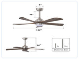 42" 5PCS Solid Wood Blades Ceiling Fan with Lights Remote Control,Quiet DC Motor 3 Blade Ceiling W3596P460832