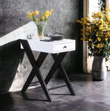 Fierce White and Black Accent Table with Built-in USB Port B2726P243282