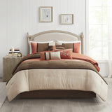 7 Piece Faux Suede Comforter Set Coral Queen B03596817