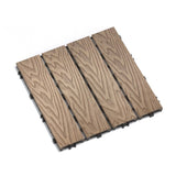 Patio Floor Tiles Pack of 11 WPC Wood-Plastic Composite Patio Deck Tiles DIY Interlocking Decking W206P201289