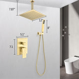 Ceiling Mounted Shower System Combo Set with Handheld and 12"Shower head TH6006-12BG