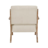 Modern Tufted Back Accent Chair 1pc Sand-hued Fabric Upholstery Antique Finish Solid Rubberwood B011P182500