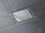 6 Inch Square Shower Drain with 2-in-1 Flat & Tile Insert Removable Cover, 304 Stainless Steel with 05710814