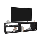 Suxta 63" Wide Tv Stand with Three Open Shelves and Three Bottle Cubbies, Cable Management, Bar Tv B070P254799
