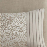 12 Piece Jacquard Comforter Set with Bed Sheets Khaki Cal King B03597187